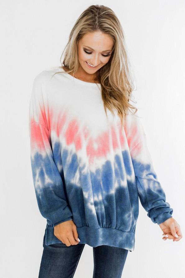 Svetlo moder tie dye ombre pulover Allison