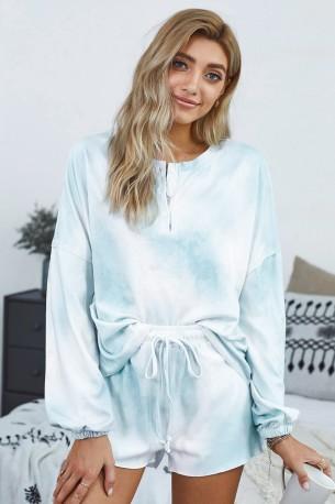 Svetlo moder tie dye pižama komplet