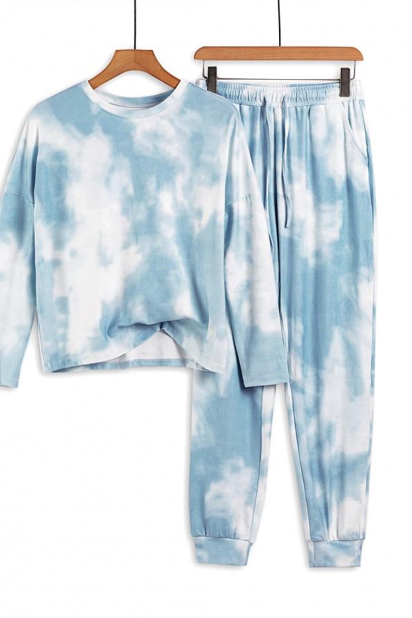 Svetlo moder tie dye pleten komplet Esther