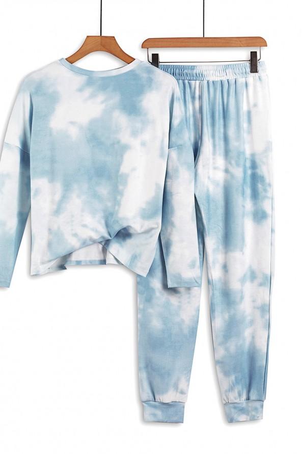 Svetlo moder tie dye pleten komplet Esther