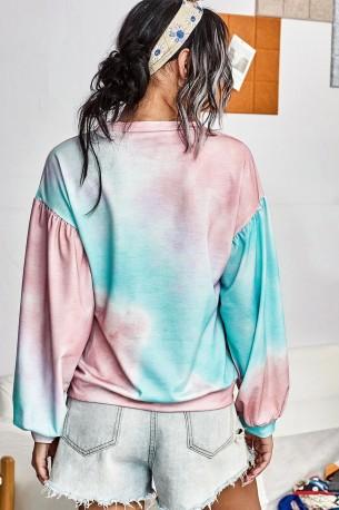 Svetlo moder tie dye pleten pulover Alexa