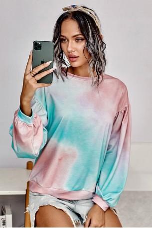 Svetlo moder tie dye pleten pulover Alexa