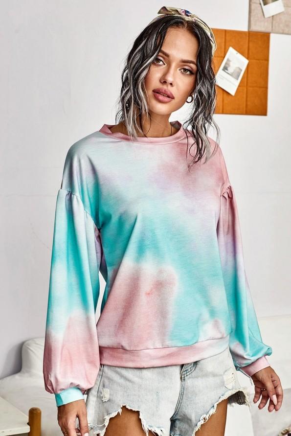 Svetlo moder tie dye pleten pulover Alexa