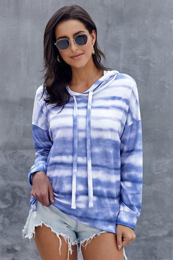 Svetlo moder tie dye pulover Journee s kapuco