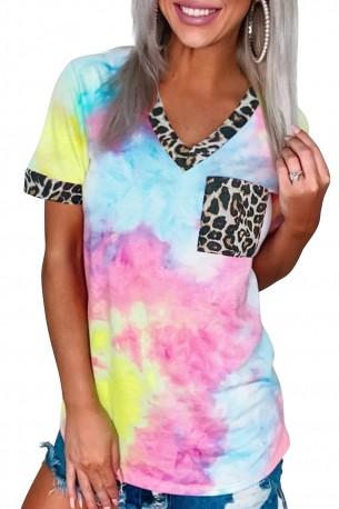 Svetlo modra hipnotična tie dye kratka majica Deborah