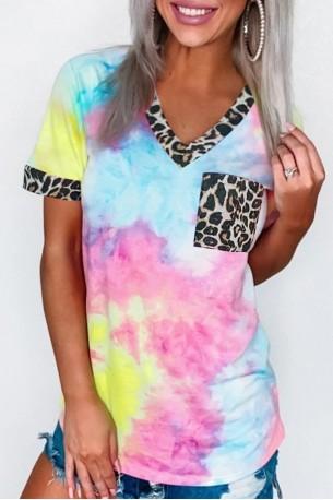 Svetlo modra hipnotična tie dye kratka majica Deborah