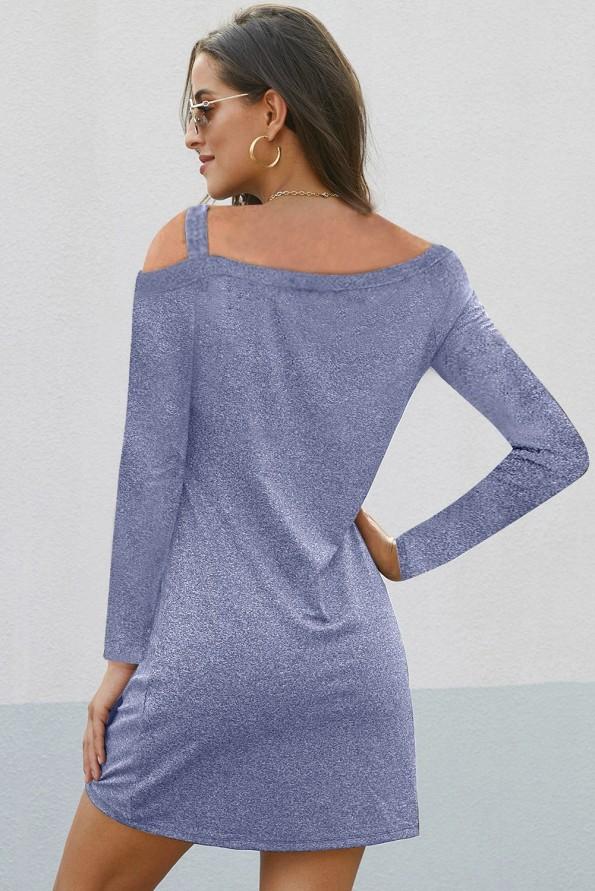 Svetlo modra mini obleka Savannah z vozlom