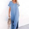 Svetlo modra ohlapna maksi obleka Dixie iz bombaža
