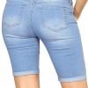 Svetlo modre denim bombažne bermuda kratke hlače