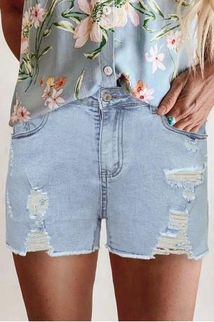Svetlo modre bombažne denim kratke hlače Navy