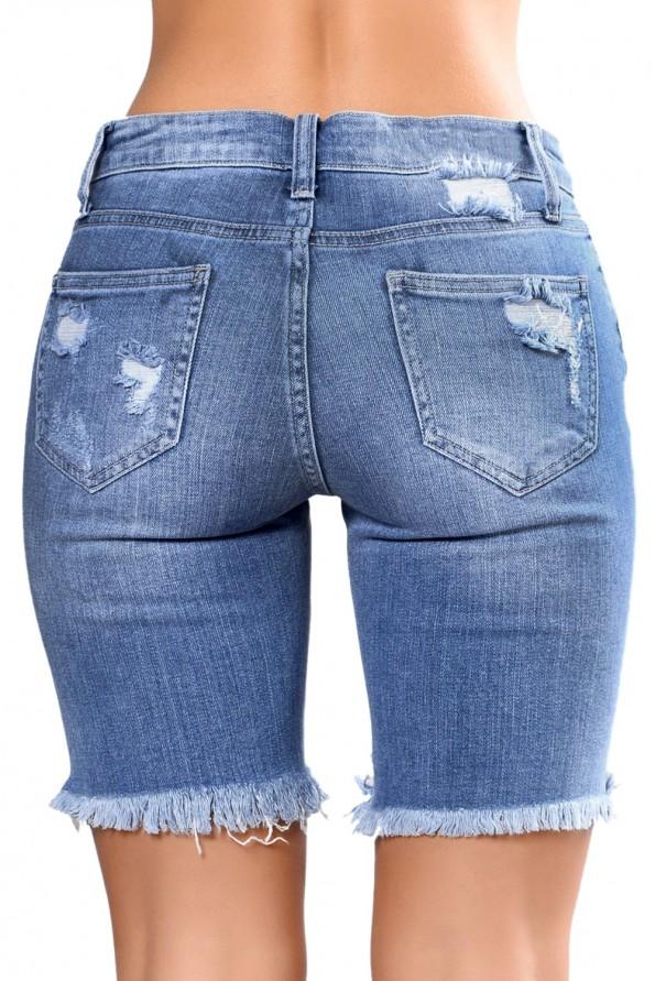 Svetlo modre bombažne denim kratke hlače Paulina