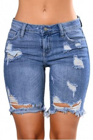 Svetlo modre bombažne denim kratke hlače Paulina