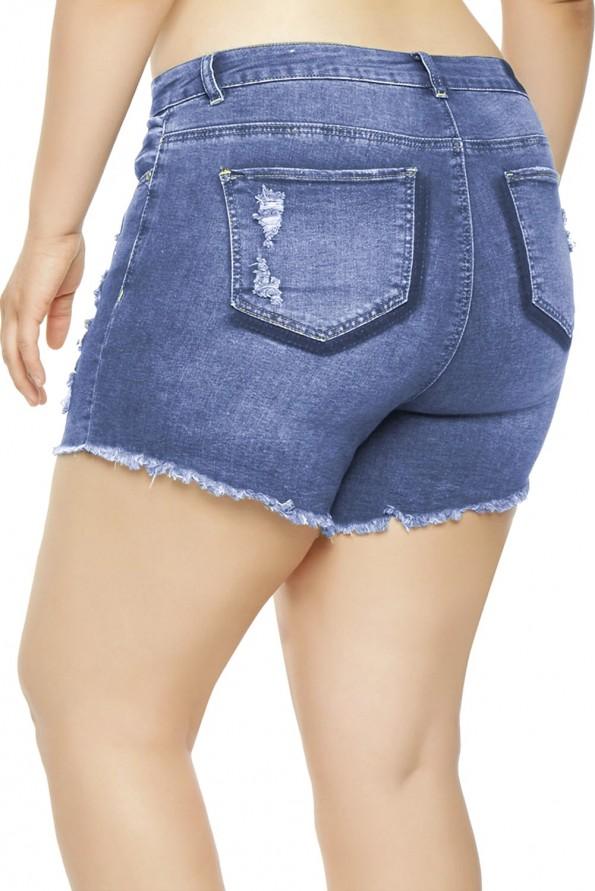 Svetlo modre bombažne denim kratke hlače Zaniyah