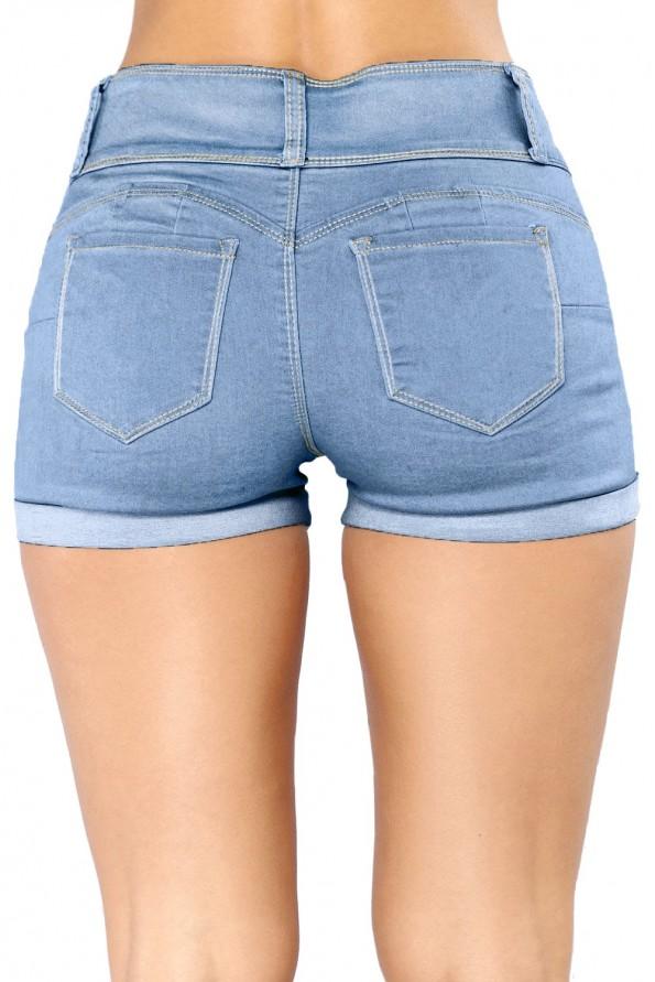 Svetlo modre elestične denim kratke hlače Braylee
