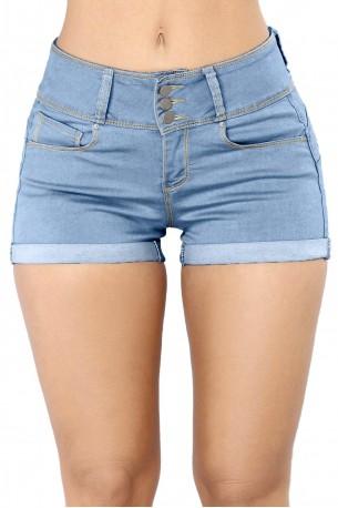 Svetlo modre elestične denim kratke hlače Braylee