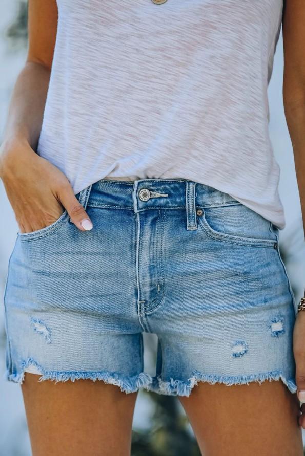 Svetlo modre bombažne kratke jeans hlače Eleanor