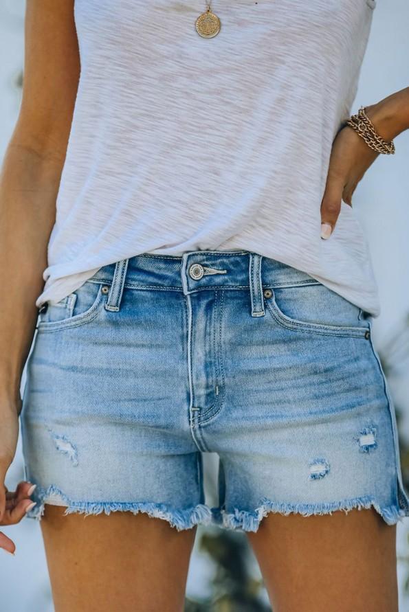 Svetlo modre bombažne kratke jeans hlače Eleanor