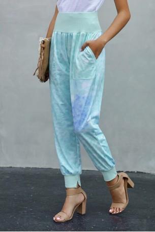 Svetlo modre tie dye ohlapne hlače Halle