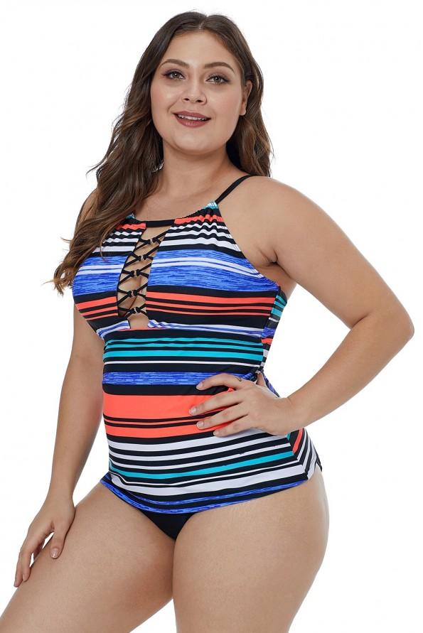 Tankini top Skyler s spetim sprednjim delom