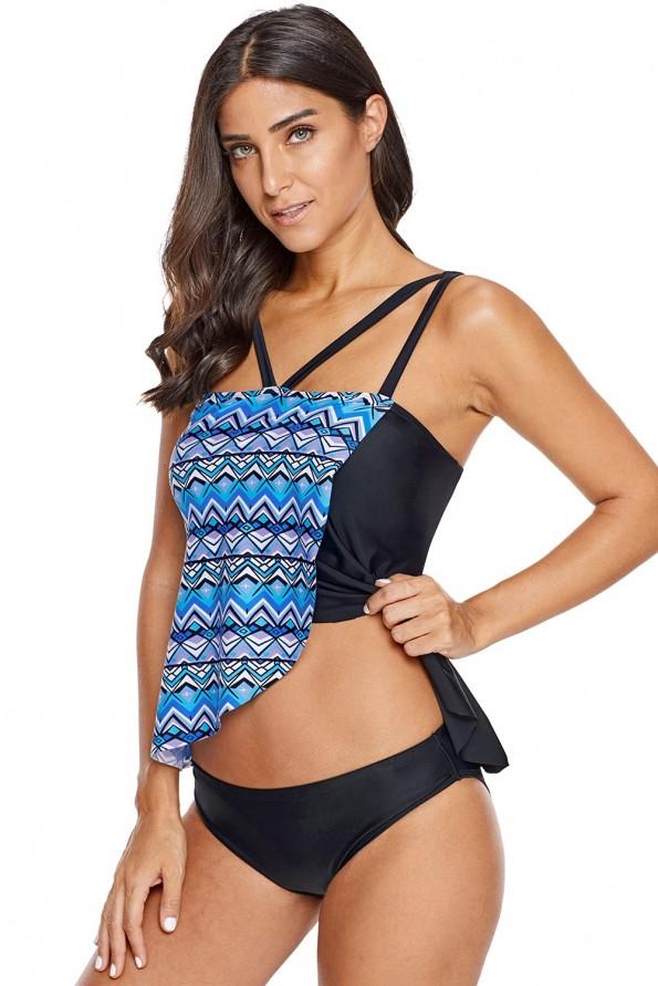 Tankini top za plavanje Remy z asimetričnim preklopom