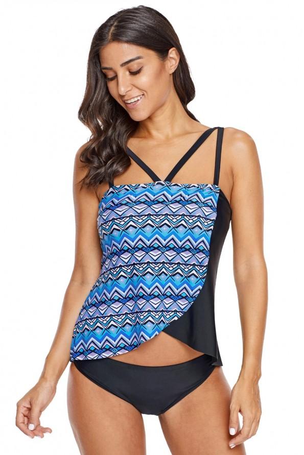 Tankini top za plavanje Remy z asimetričnim preklopom