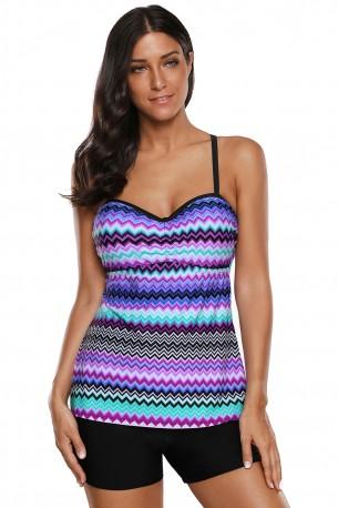 Tankini z večbarvnimi valovi s tiskanim križem Babette