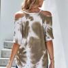 Taupe bluza Lila s tie dry vzorcem in odprtimi rameni
