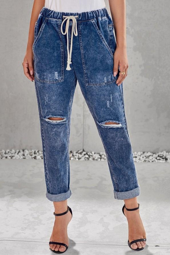 Temno moder denim jogger Amiyah z žepi