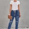 Temno moder denim jogger Amiyah z žepi