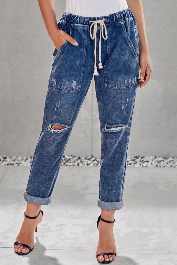Temno moder denim jogger Amiyah z žepi