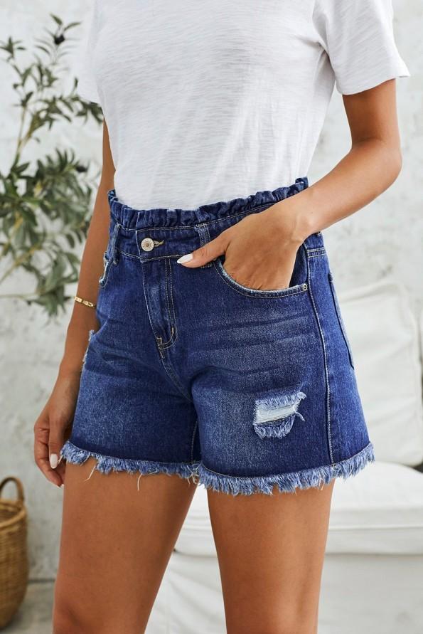 Temno moder jeans kratke hlače Sage