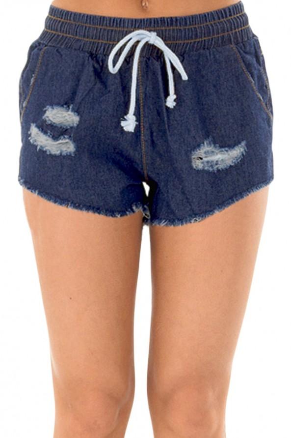Temno modre bombažne denim kratke hlače Novalee