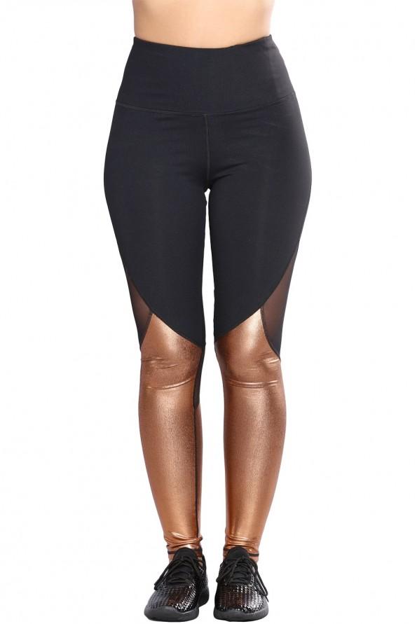 Temno pozlačene leggins Ari za aktivne