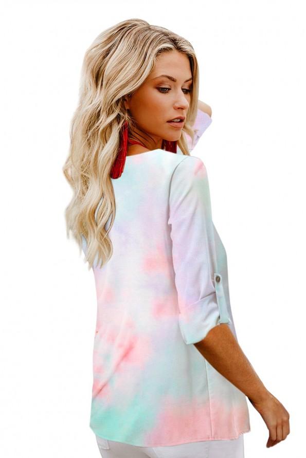 Tie dye bluza z V izrezom