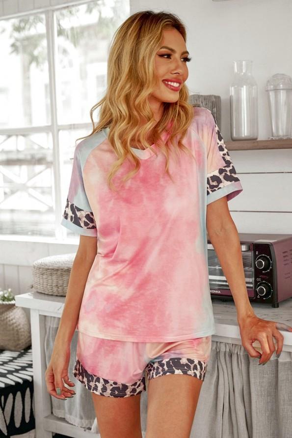 Tie dye komplet Elise z leopardjim vzorcem