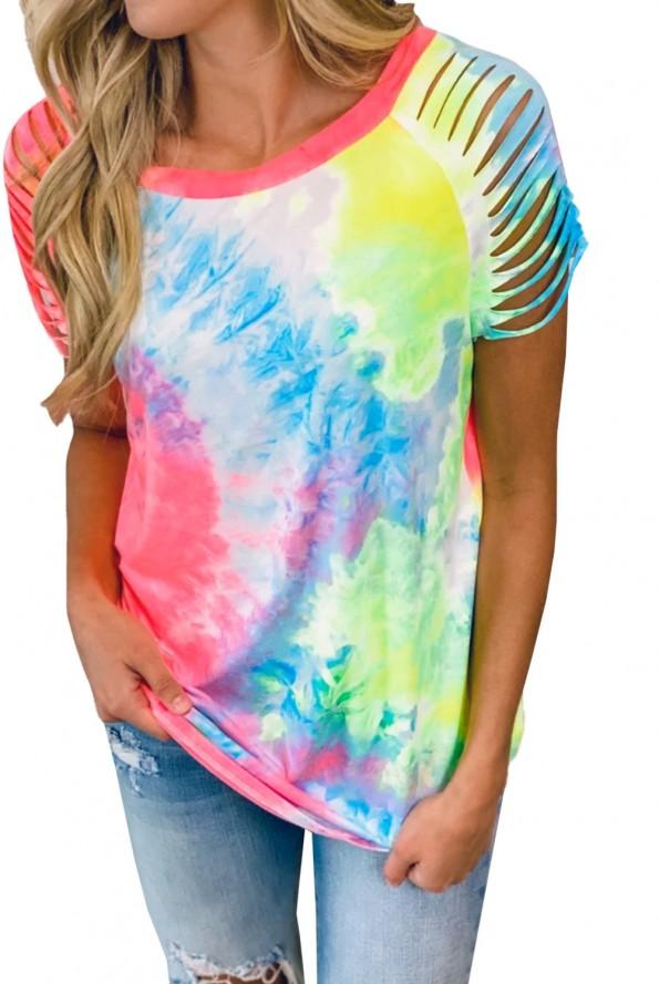 Tie dye kratka majica Aila z zarezami