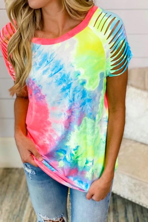 Tie dye kratka majica Aila z zarezami