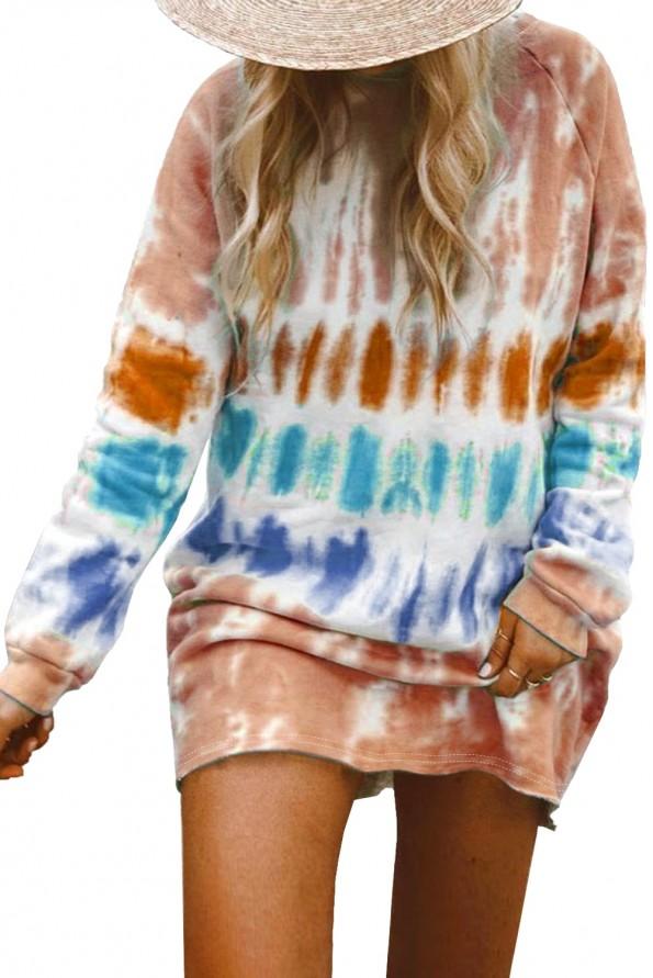 Tie dye pulover obleka Nova z dolgimi rokavi