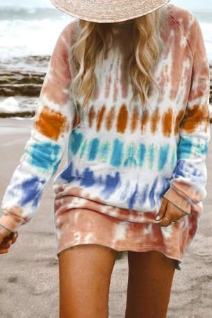 Tie dye pulover obleka Nova z dolgimi rokavi