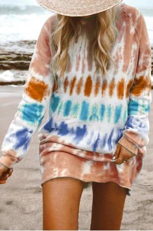 Tie dye pulover obleka Nova z dolgimi rokavi