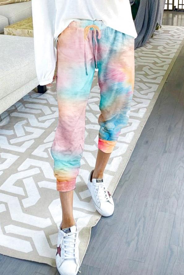 Tie-dye jogger hlače Elena z vrvico