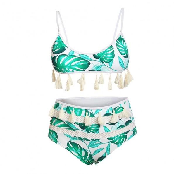 Tropski bikini Alicia z visokim pasom in okraski