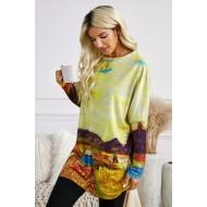 Tunika majica Kai s pokrajinskim potiskom in žepi