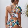 Večbarven cvetlični bikini Flora z visokim pasom