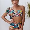 Večbarven cvetlični bikini Flora z visokim pasom