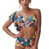 Večbarven cvetlični bikini Flora z visokim pasom