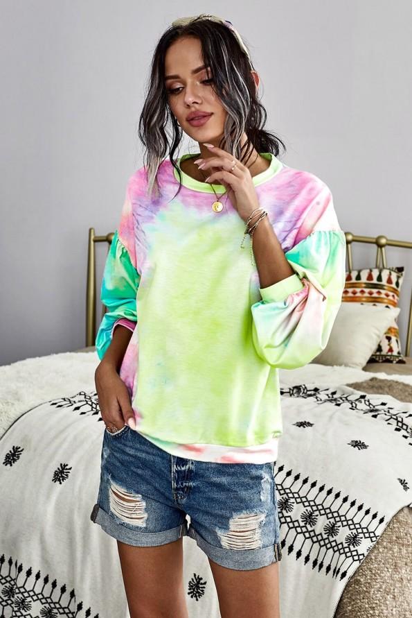 Večbarven tie dye pleten pulover Ryleigh