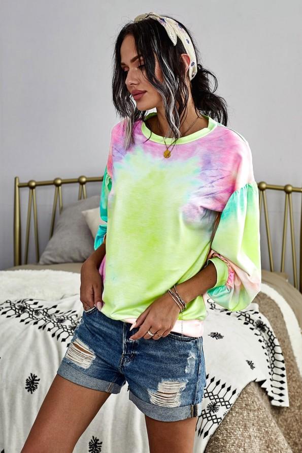 Večbarven tie dye pleten pulover Ryleigh