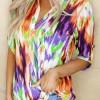 Večbarvna bluza Elsie z gumbi in tie-dye motivom