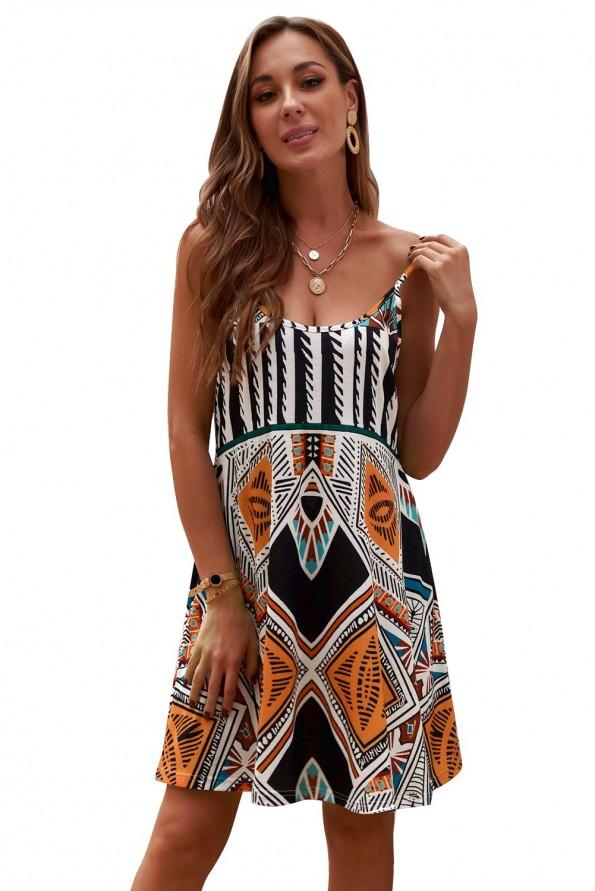 Večbarvna boemska kratka obleka Jaelynn